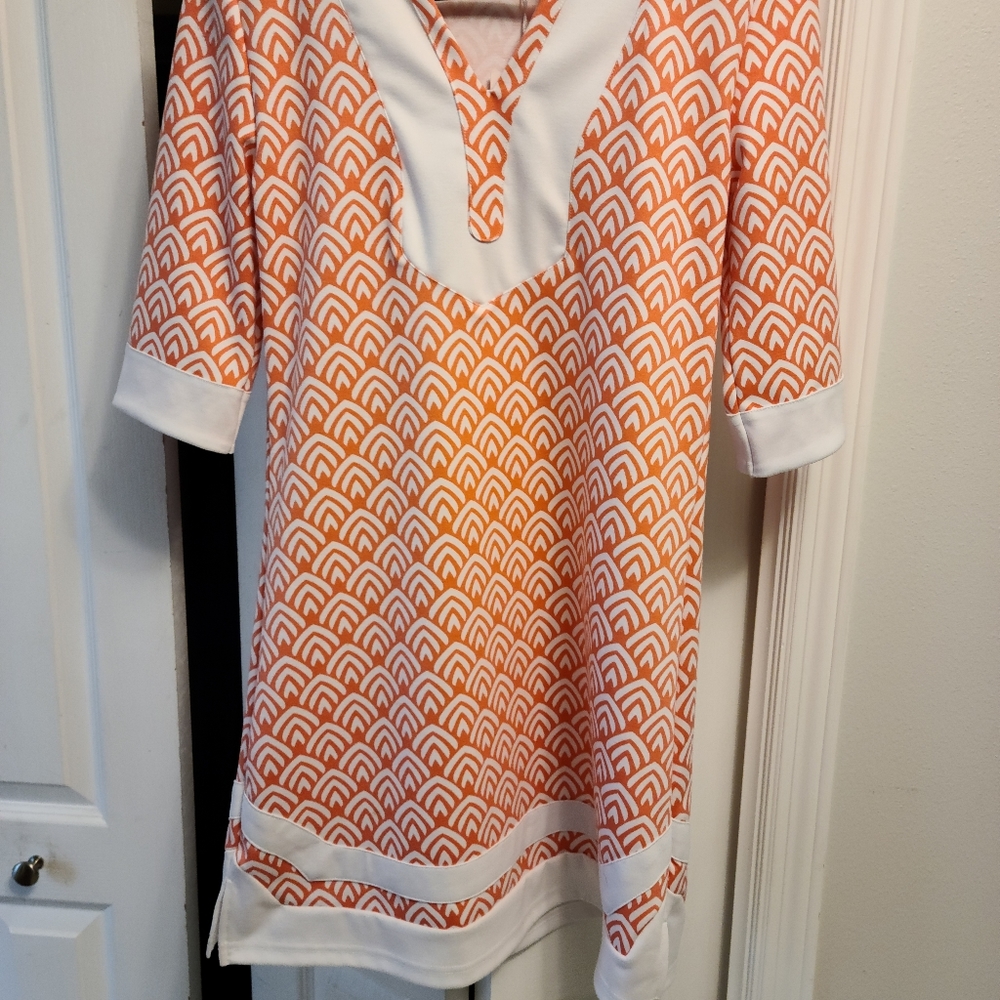 Peach colored pullover dress by vfish.